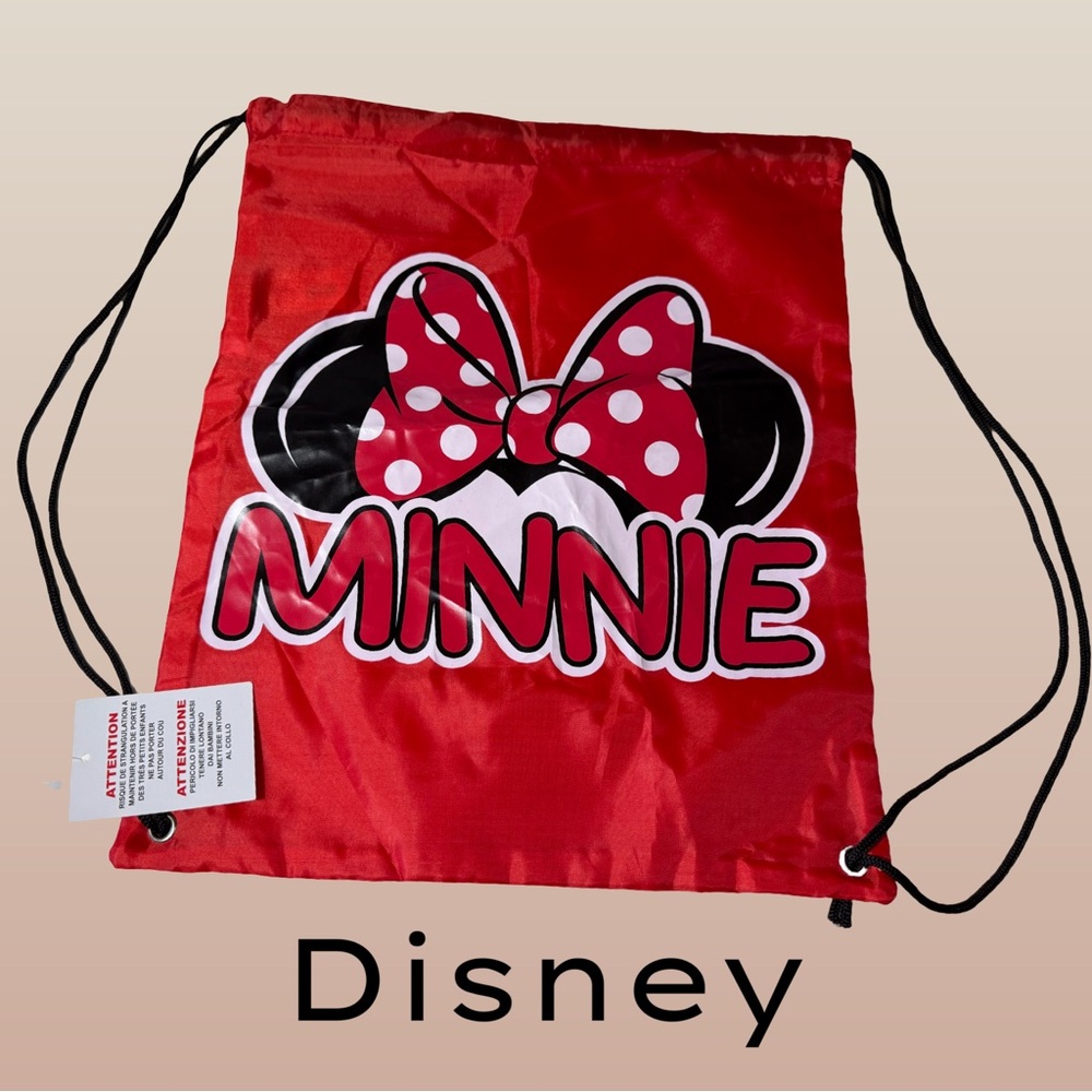Disney Durable Minnie Mouse Red and Black Drawstring Bag NEW with tags - Picture 2 of 6